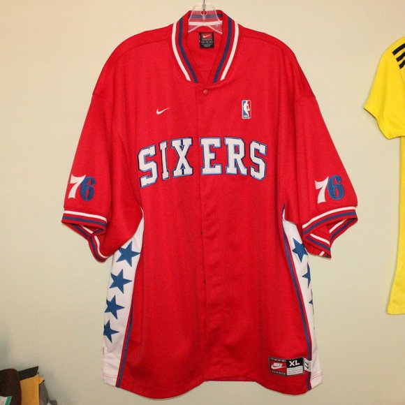 vintage 2002 Philadelphia 76ers Sixers snap-on warm-up jersey Nike Rewind 77 NBA - Picture 1 of 10